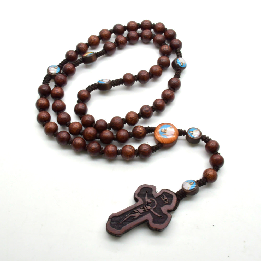 Handcrafted Rosewood Rosary Necklace – Premium Wooden Beads with Cross