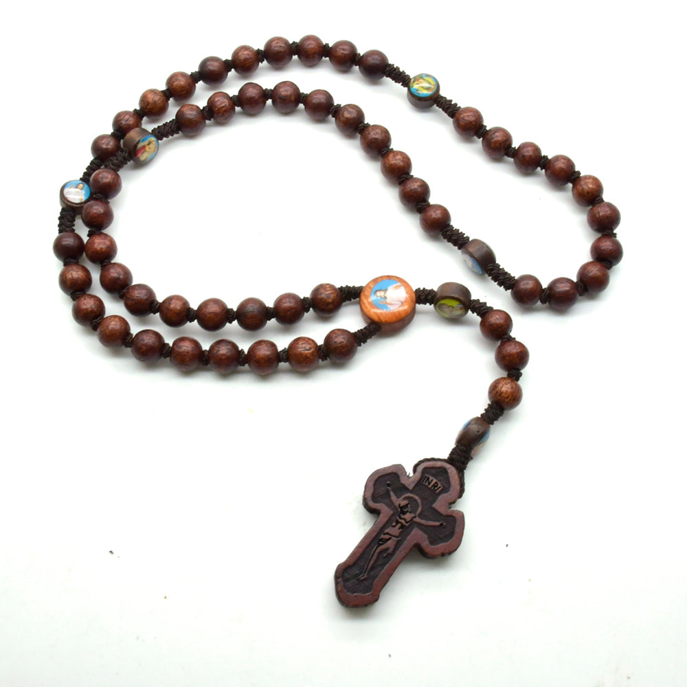 Handcrafted Rosewood Rosary Necklace – Premium Wooden Beads with Cross