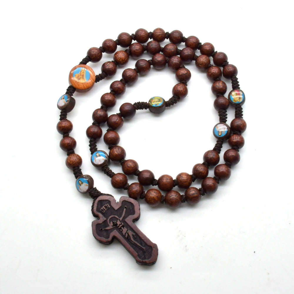 Handcrafted Rosewood Rosary Necklace – Premium Wooden Beads with Cross