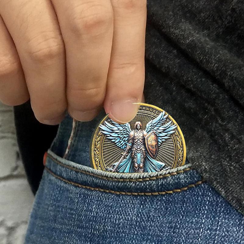 Classic Style the Archangel Michael Watch Over Us Protection Strengthen Connection Coin