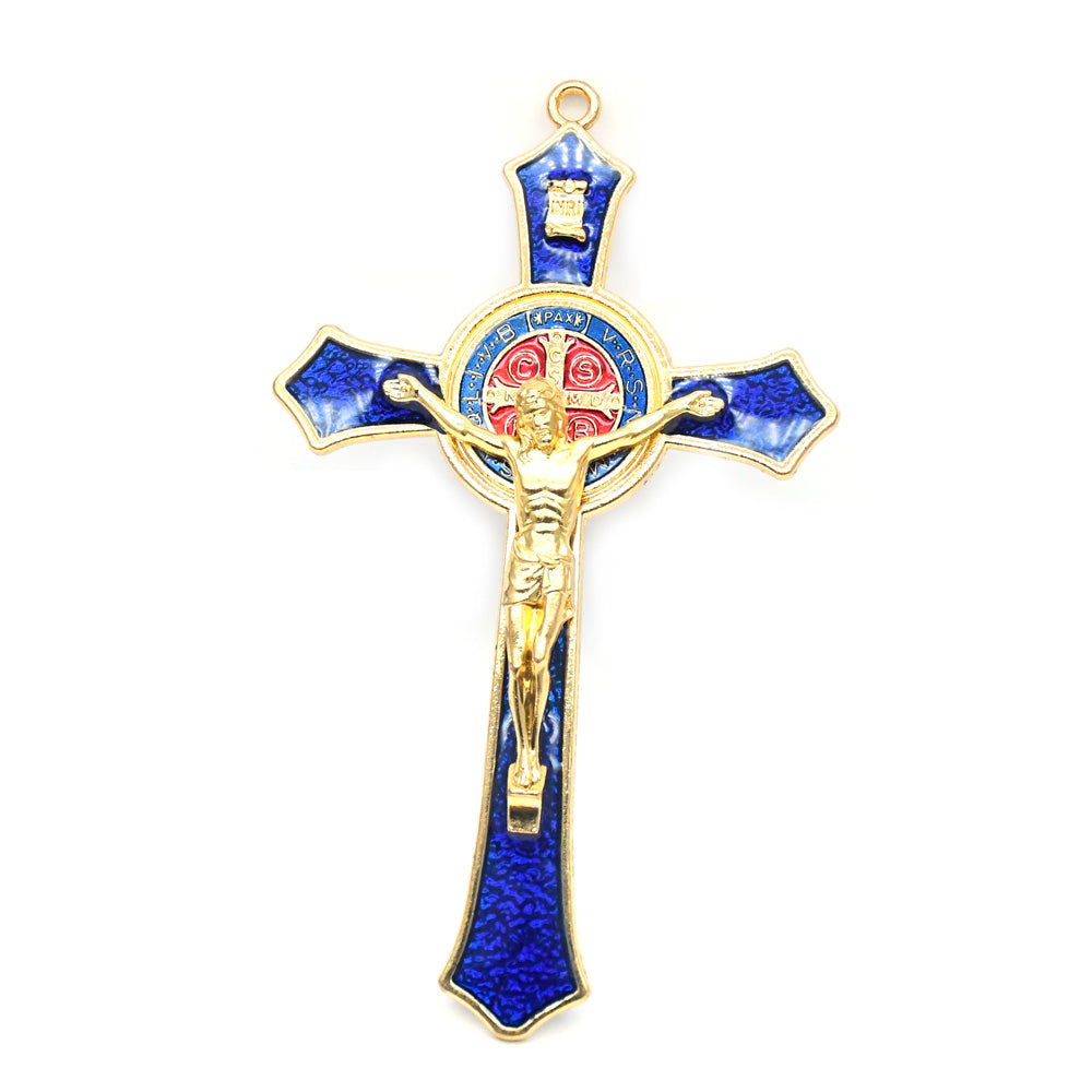 Gold Electroplated Oil Drip Cross Pendant (Zinc Alloy, 2.76" × 4.72")