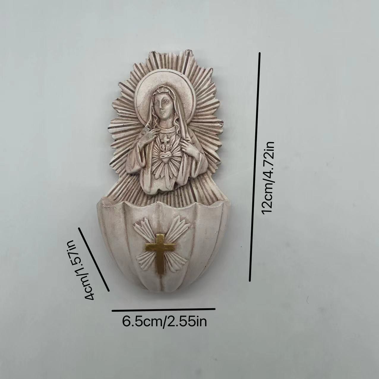 Retro Sculptural Style Immaculate Heart of Mary Resin Storage Box