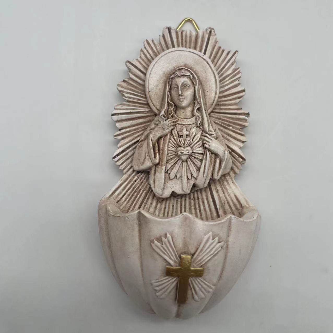 Retro Sculptural Style Immaculate Heart of Mary Resin Storage Box