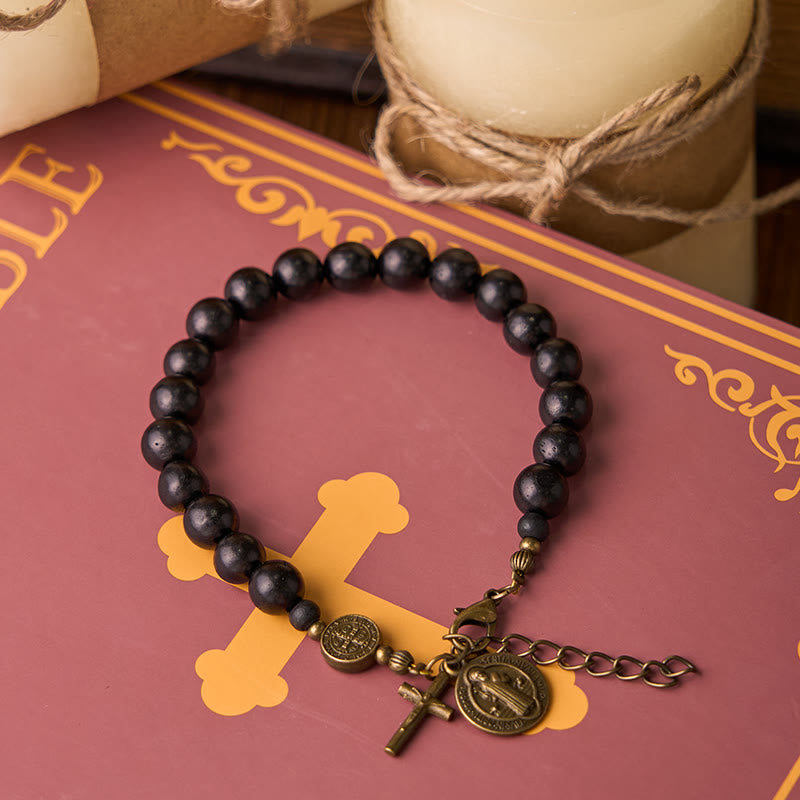 Ebony Beads St. Benedict the Blessed Protection Bracelet