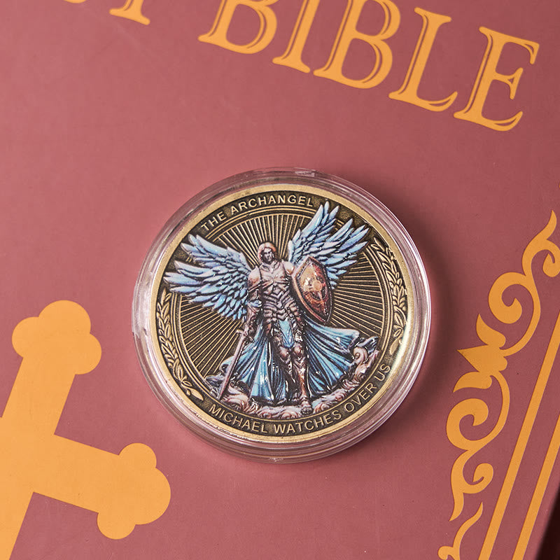 Classic Style the Archangel Michael Watch Over Us Protection Strengthen Connection Coin