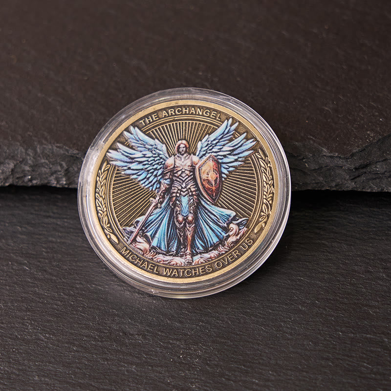 Classic Style the Archangel Michael Watch Over Us Protection Strengthen Connection Coin