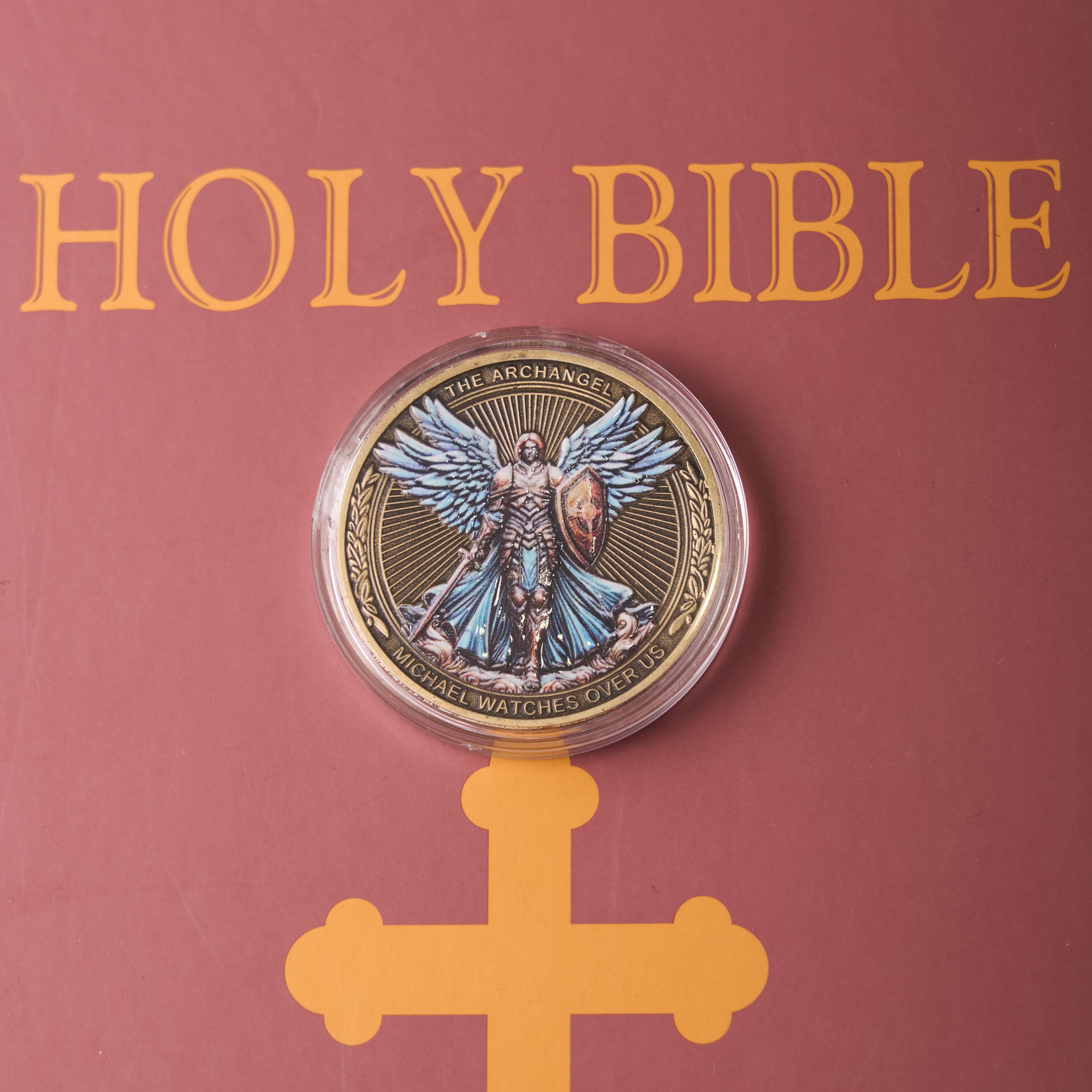 Classic Style the Archangel Michael Watch Over Us Protection Strengthen Connection Coin
