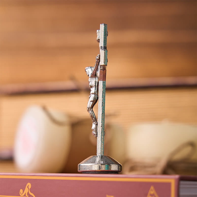 European Classical Traditional Wood Inlaid Alloy St. Benedict Cross Ornament