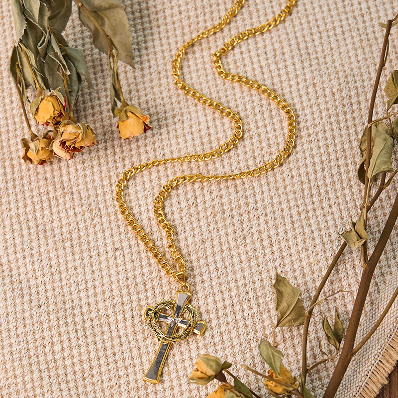 Cross Pendant Necklace with Crown of Thorns & Philippians 4:13