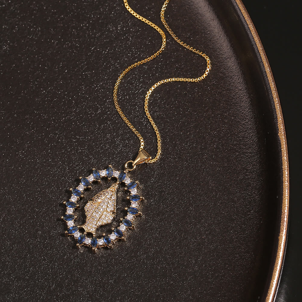 Luxury Style Our Lady of Miraculous Medal Gemstones Pendant Necklace