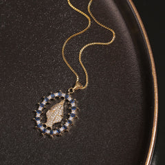 Luxury Style Our Lady of Miraculous Medal Gemstones Pendant Necklace