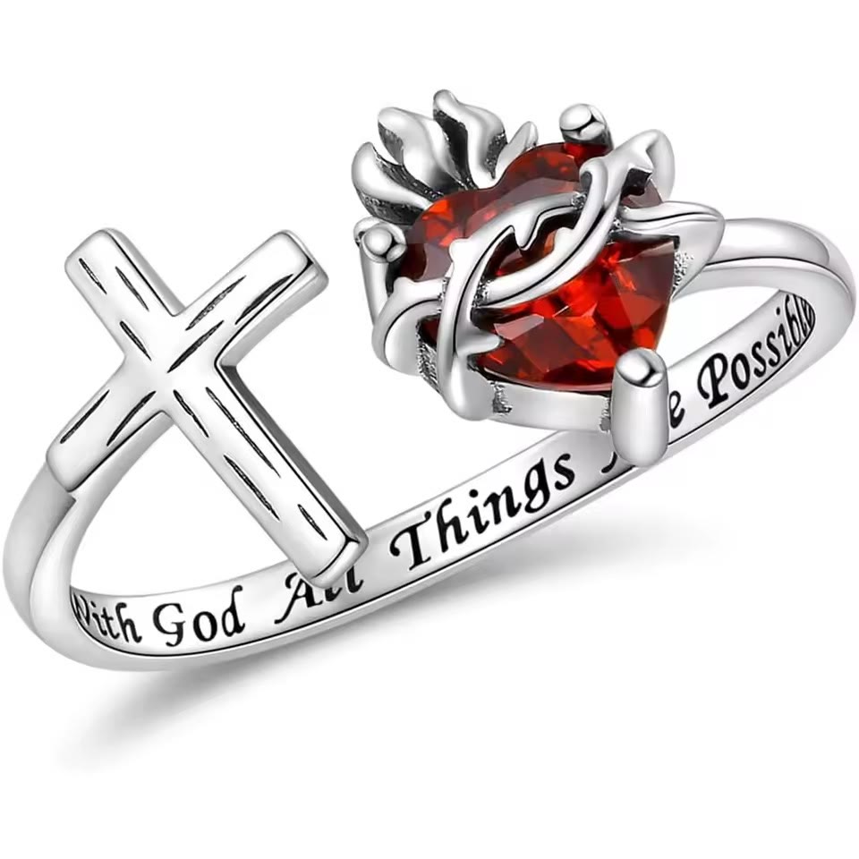 Sacred Heart of Jesus Ring: With God All Things Are Possible