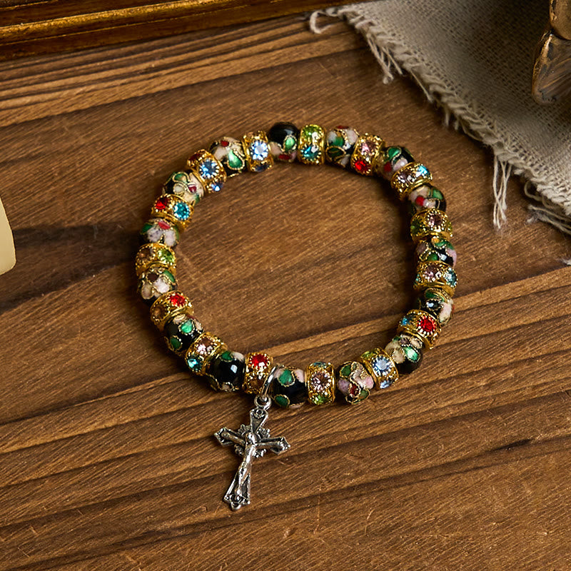 Handcrafted Cloisonné Beads Timeless Faith Bracelet: A Testament of Christ's Presence