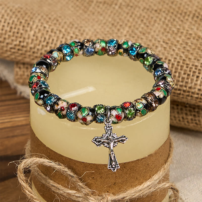 Handcrafted Cloisonné Beads Timeless Faith Bracelet: A Testament of Christ's Presence