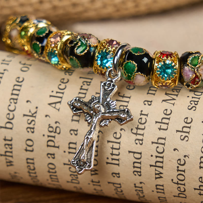 Handcrafted Cloisonné Beads Timeless Faith Bracelet: A Testament of Christ's Presence