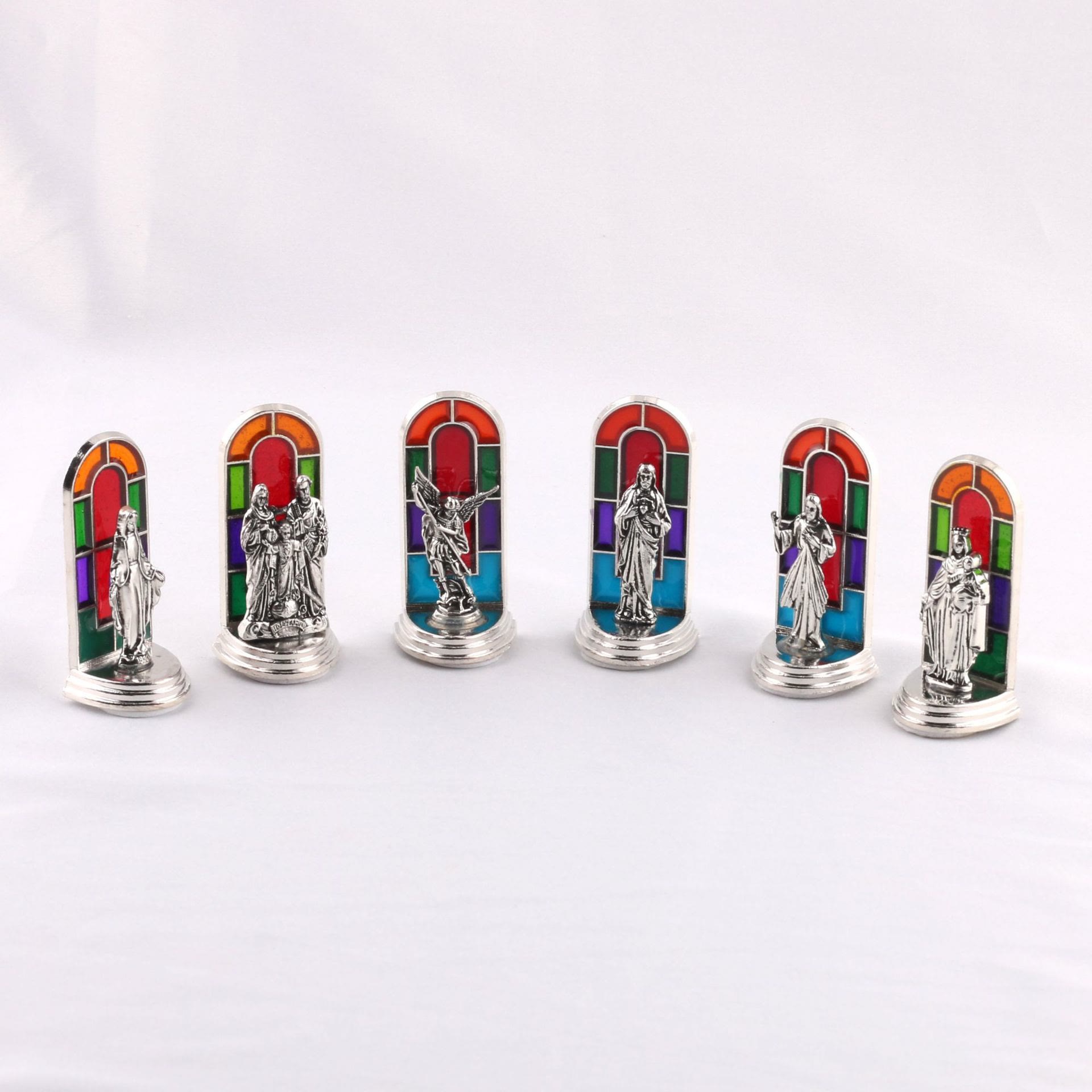 6pcs/set Church Stained Glass Style Saint Icon Divine Grace Statue Dekstop Ornament