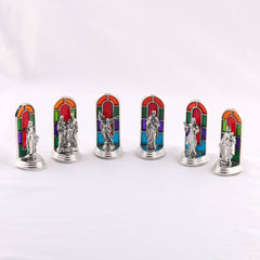 6pcs/set Church Stained Glass Style Saint Icon Divine Grace Statue Dekstop Ornament