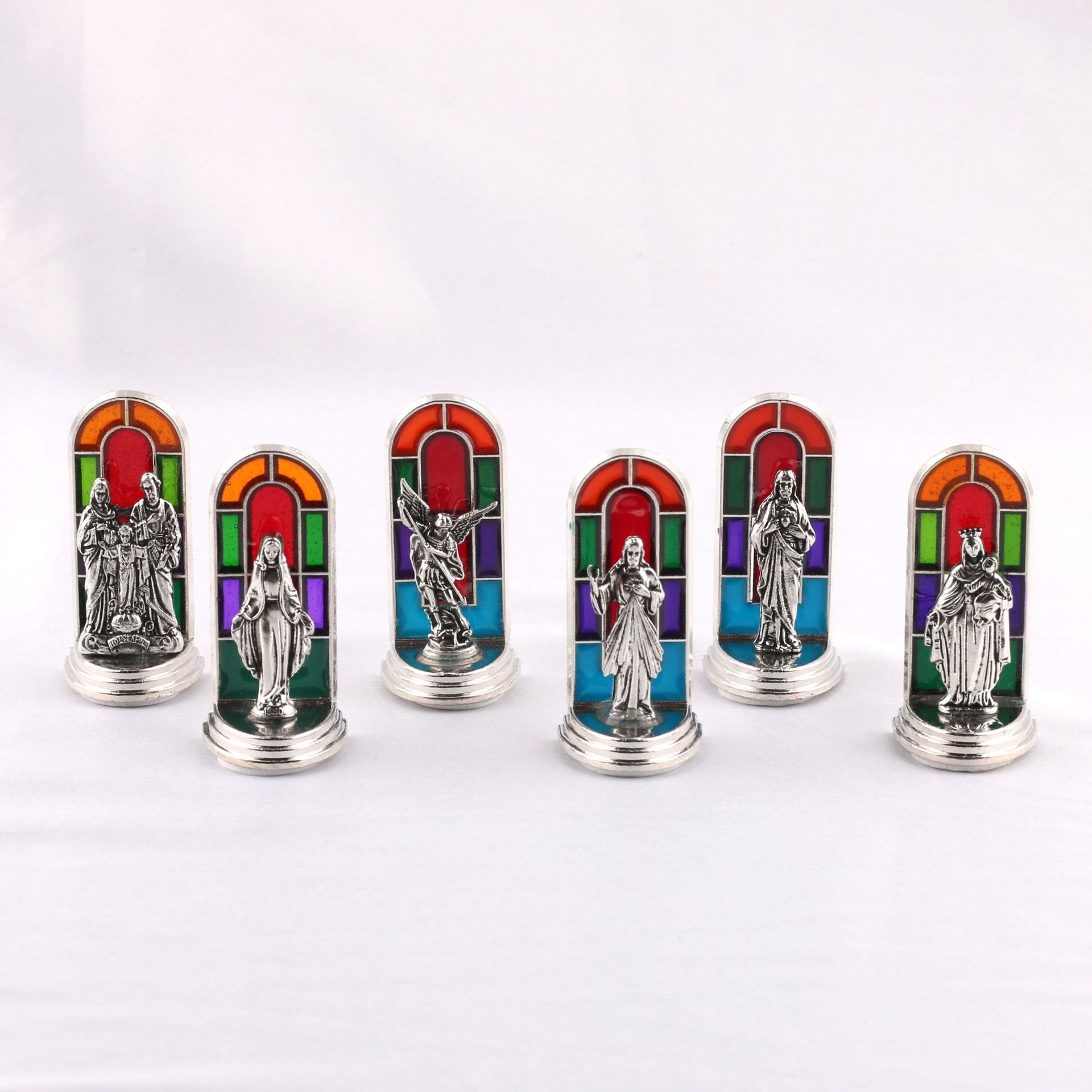 6pcs/set Church Stained Glass Style Saint Icon Divine Grace Statue Dekstop Ornament