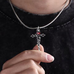999 Sterling Silver 2colors Thorn Rose Crucifix Necklace: A Fusion of Gothic Elegance and Dark Romance