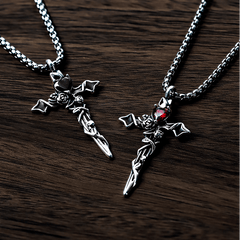 999 Sterling Silver 2colors Thorn Rose Crucifix Necklace: A Fusion of Gothic Elegance and Dark Romance