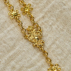 Sacred Heart of Jesus & Crucifix of 6mm Golden Metal Ball Flower Rosary