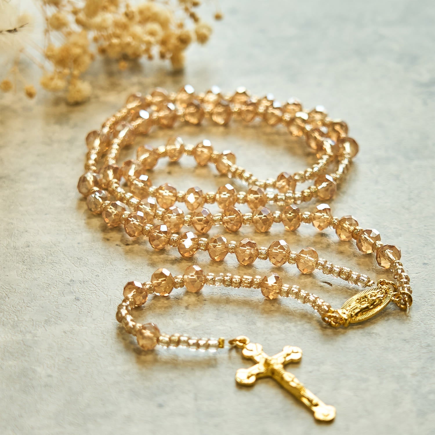 Champagne Crystal Our Lady of Guadalupe Rosary: A Divine Sparkle