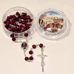 Pope Leo XIV Red Wood Beads Rosary Commemorating: A Spiritual Treasure