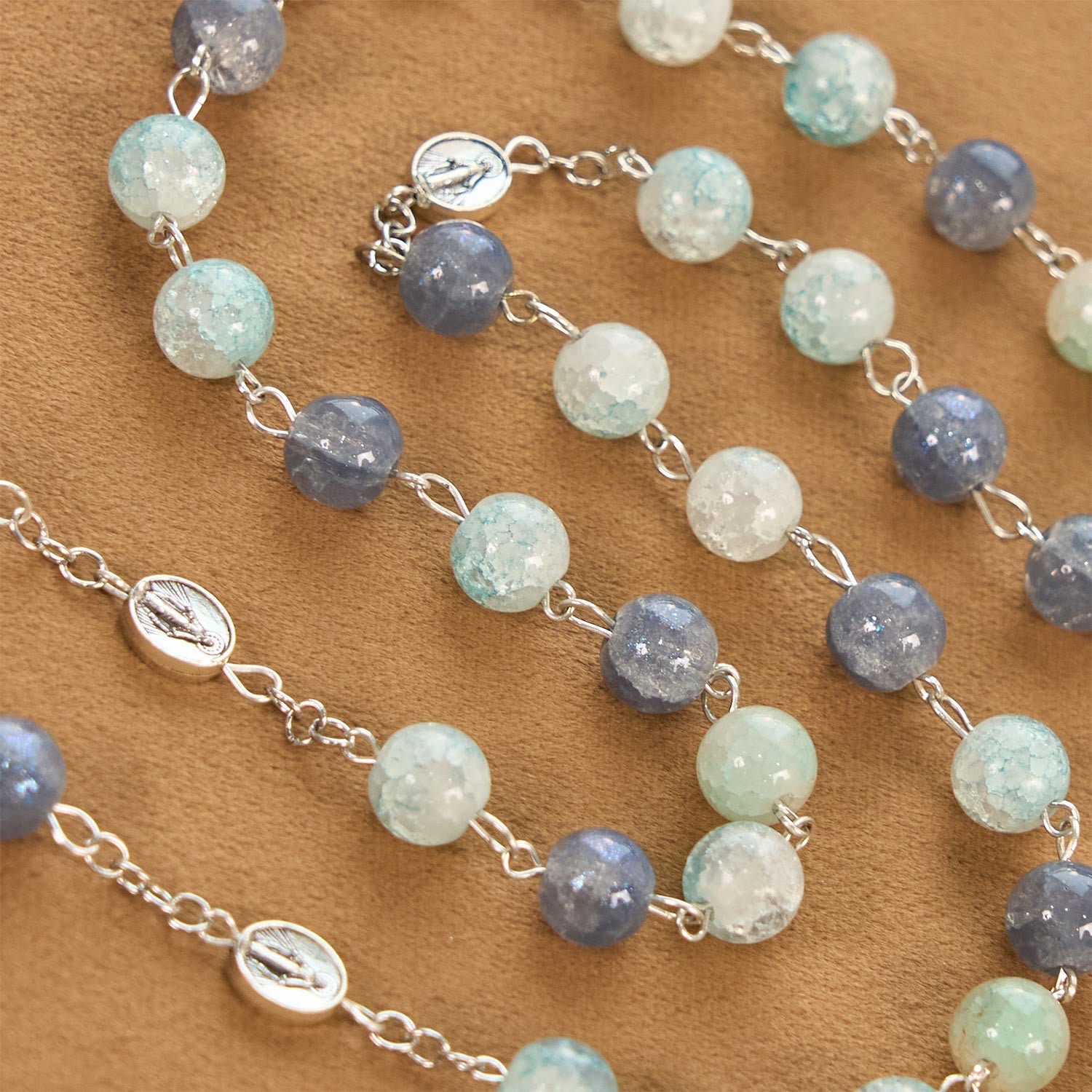 Handmade Original Grey Blue Rosary with Miraculous Medal: A Unique Expression of Faith