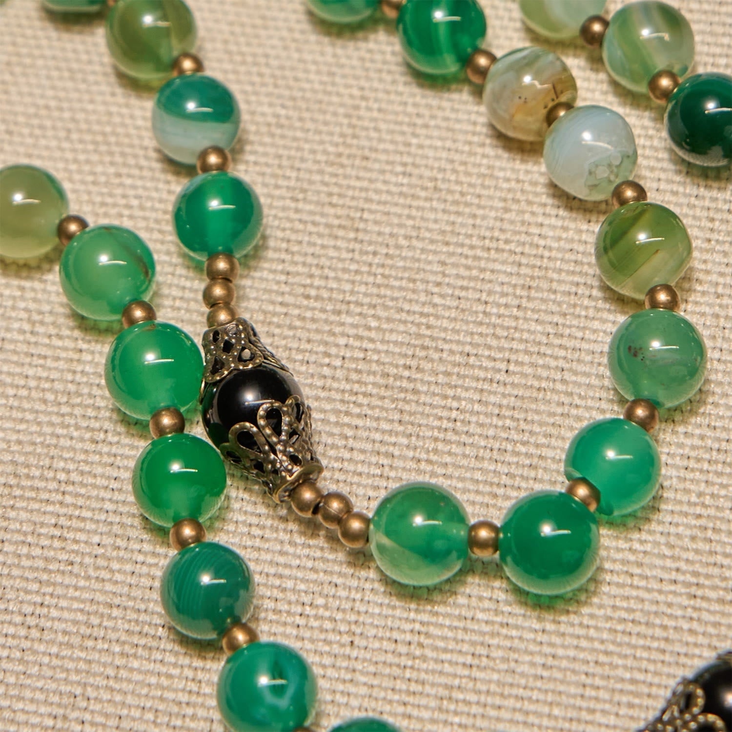Exquisite Green Agate Rosary with Pardon Crucifix & Holy Family: Graceful Spiritual Narrative