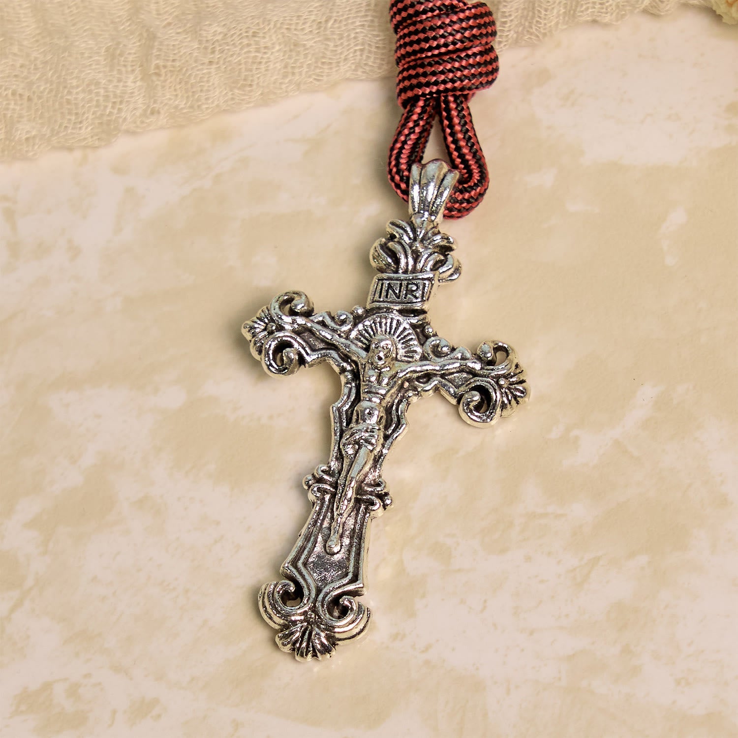 All-Place Portable Paracord Pocket Rosary with Crucifix & St. Benedict: Faith for Every Spot