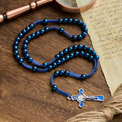 Royal Blue Metal Ball Beads Shiny Minimalist Rosary