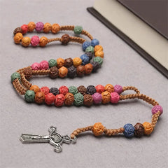 Multicolor Catholic Prayer Rose Beads Rosary