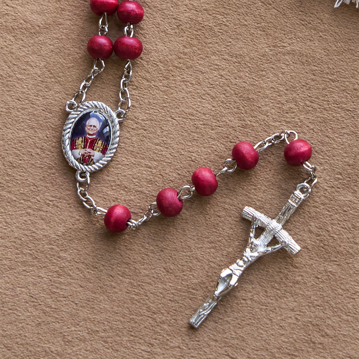 Pope Leo XIV Red Wood Beads Rosary Commemorating: A Spiritual Treasure