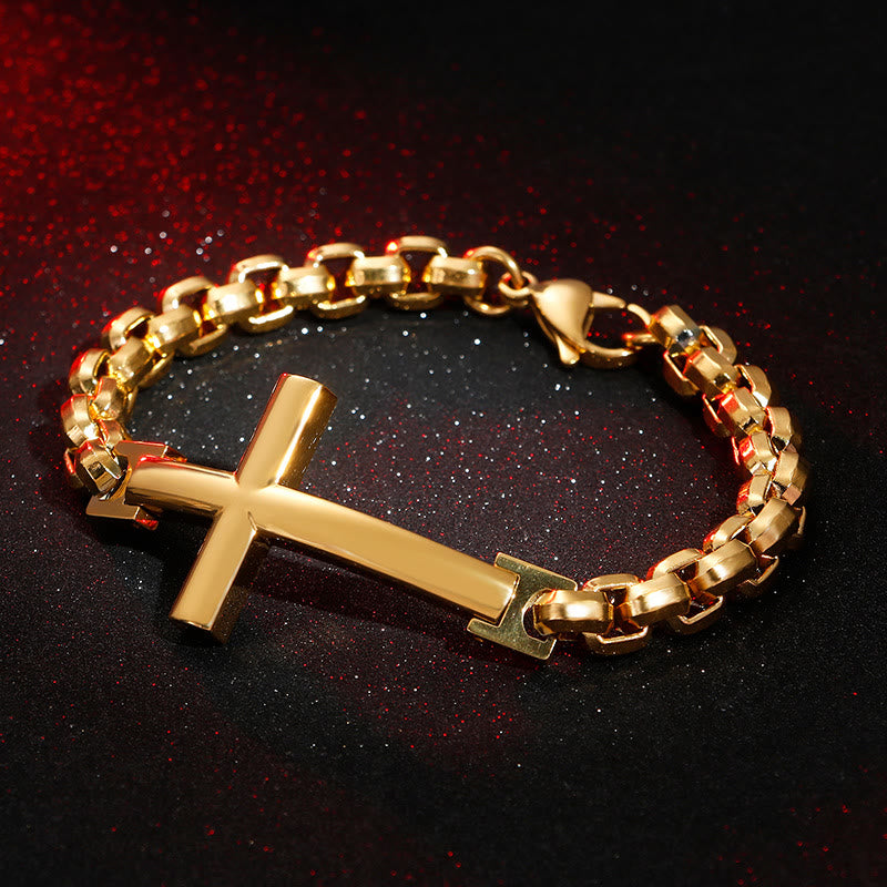 Multicolor Minimalist Cross Bracelet with Sleek Lines and Faithful Soul