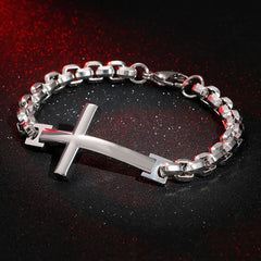 Multicolor Minimalist Cross Bracelet with Sleek Lines and Faithful Soul