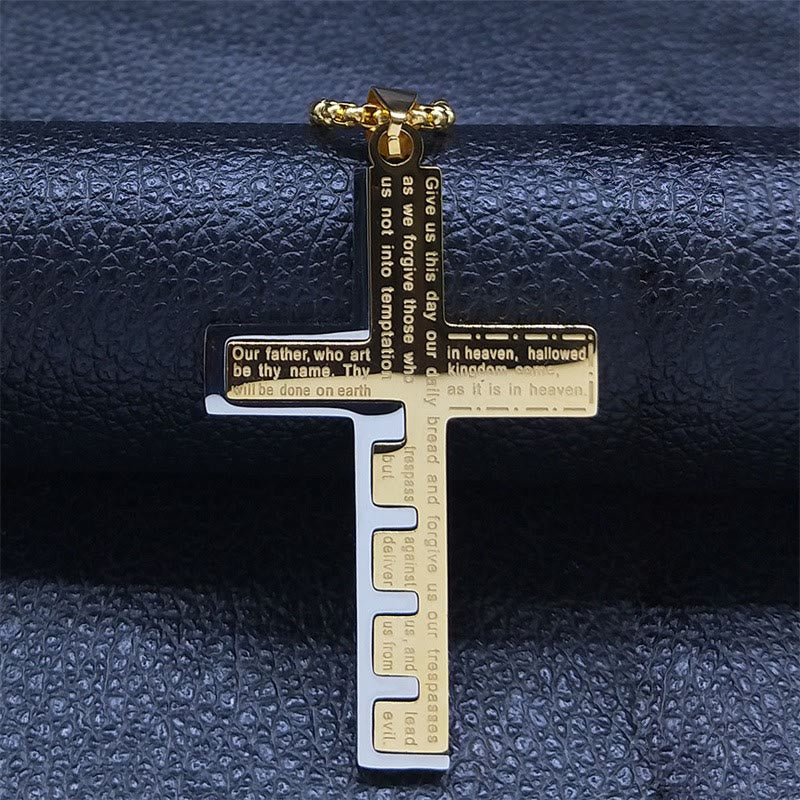 Modern Tri-Color Lord's Prayer Cross Necklace: A Timeless Symbol of Holy