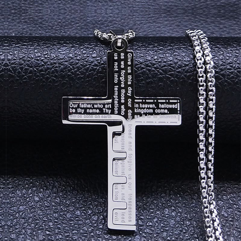 Modern Tri-Color Lord's Prayer Cross Necklace: A Timeless Symbol of Holy