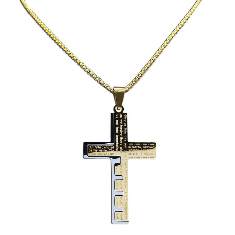 Modern Tri-Color Lord's Prayer Cross Necklace: A Timeless Symbol of Holy