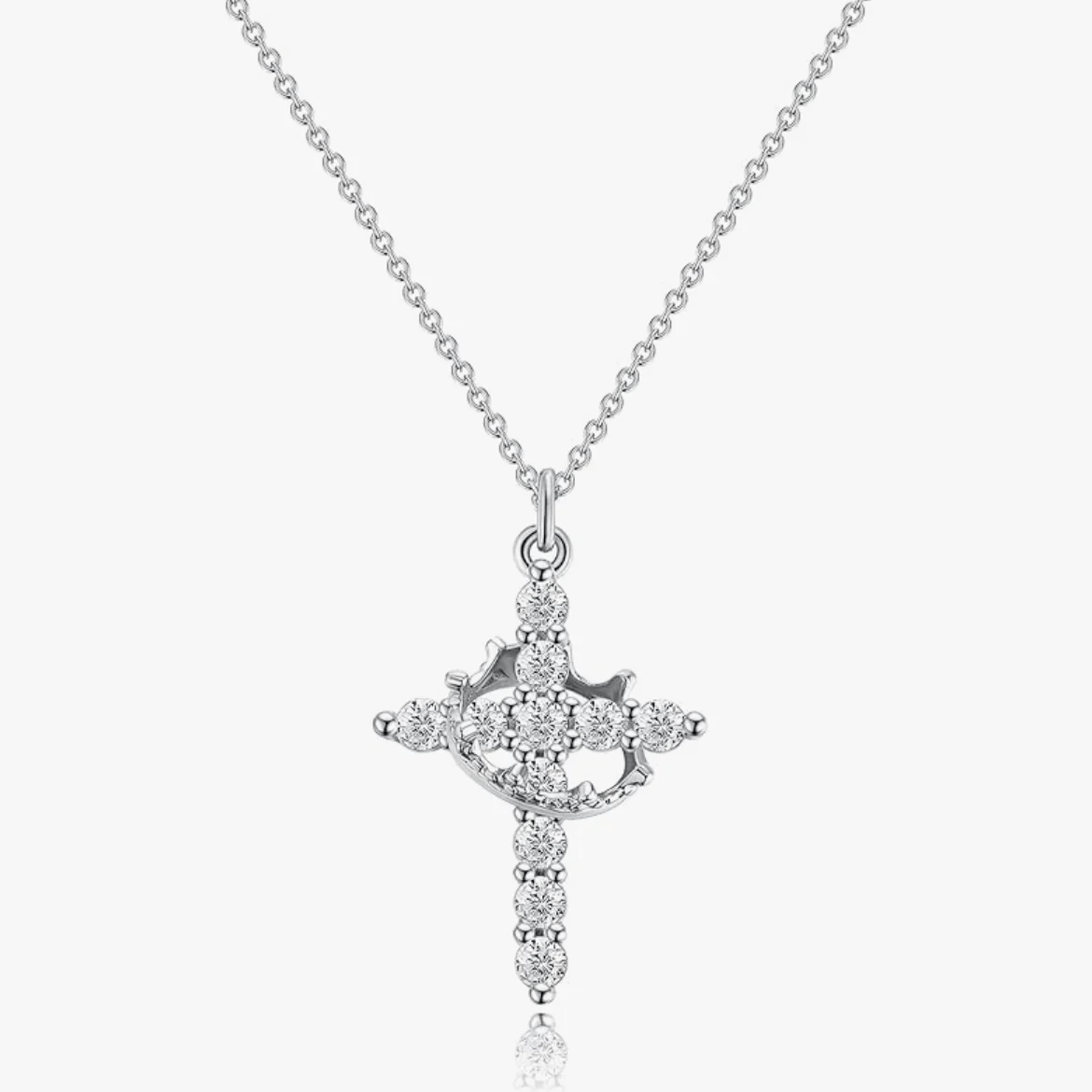 Modern Crowned in Faith Cross Necklace, Earrings