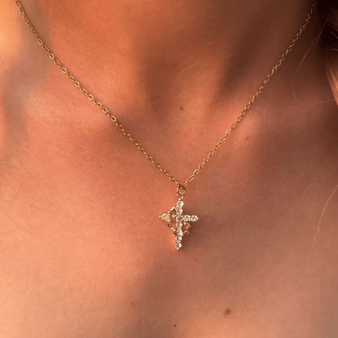 Modern Crowned in Faith Cross Necklace, Earrings
