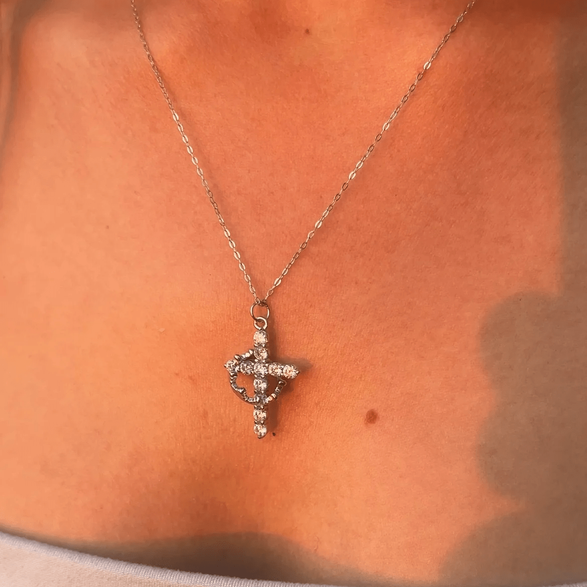 Modern Crowned in Faith Cross Necklace, Earrings