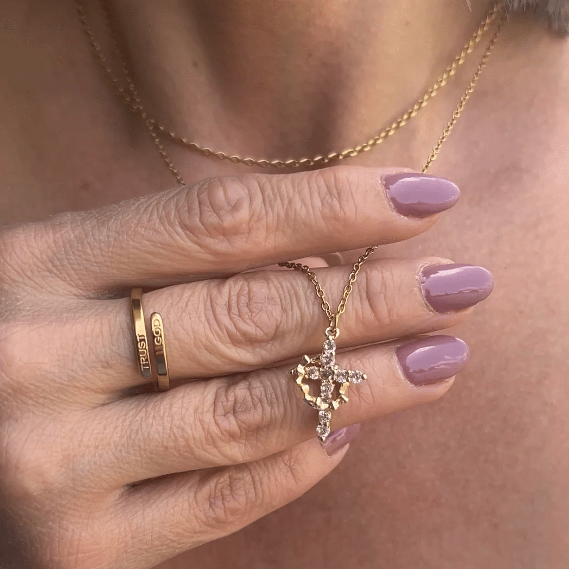 Modern Crowned in Faith Cross Necklace, Earrings
