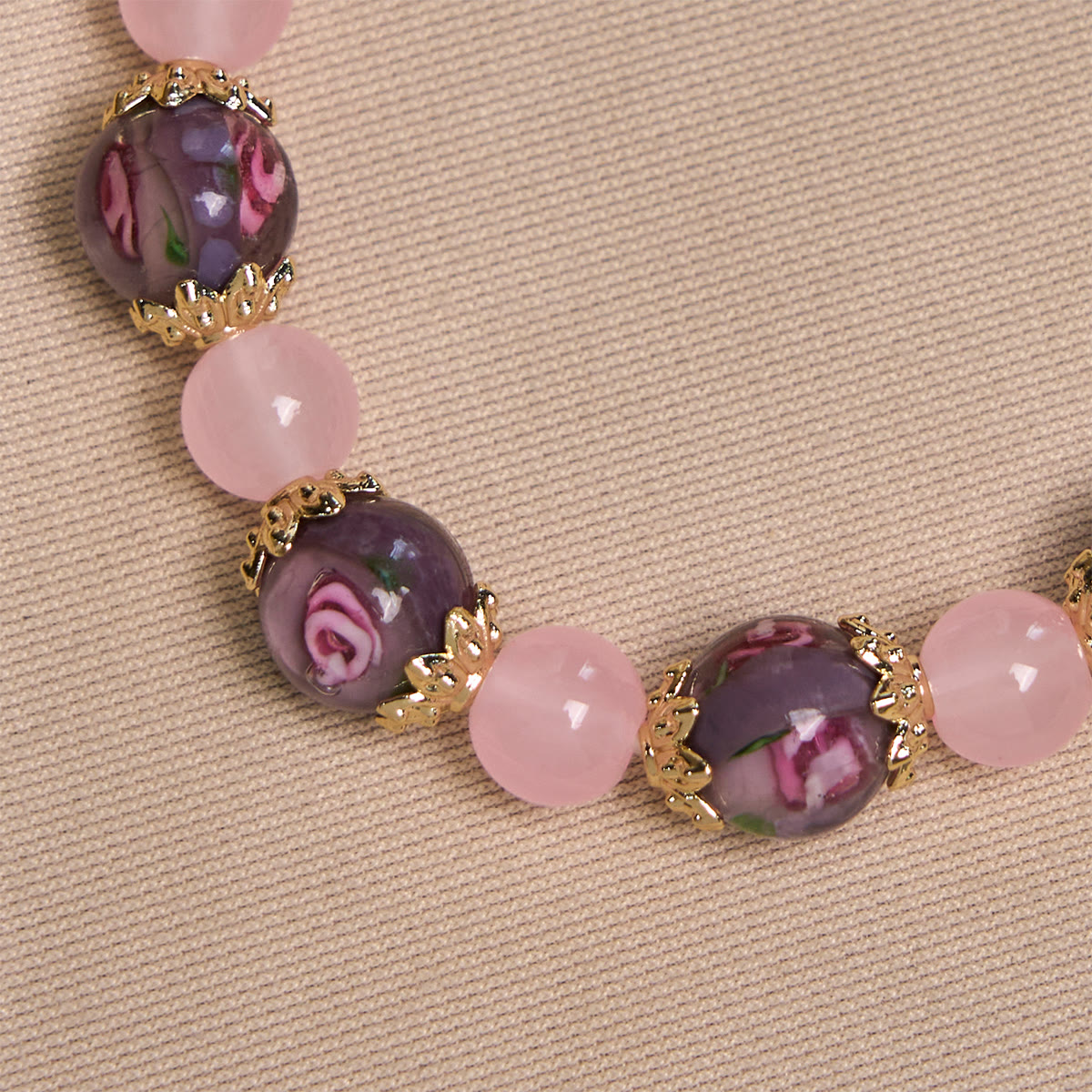 Handmade Rose Quartz Faith Crystal Bracelet with Narce Cameo of Virgin Mary