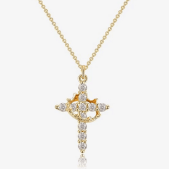 Modern Crowned in Faith Cross Necklace, Earrings
