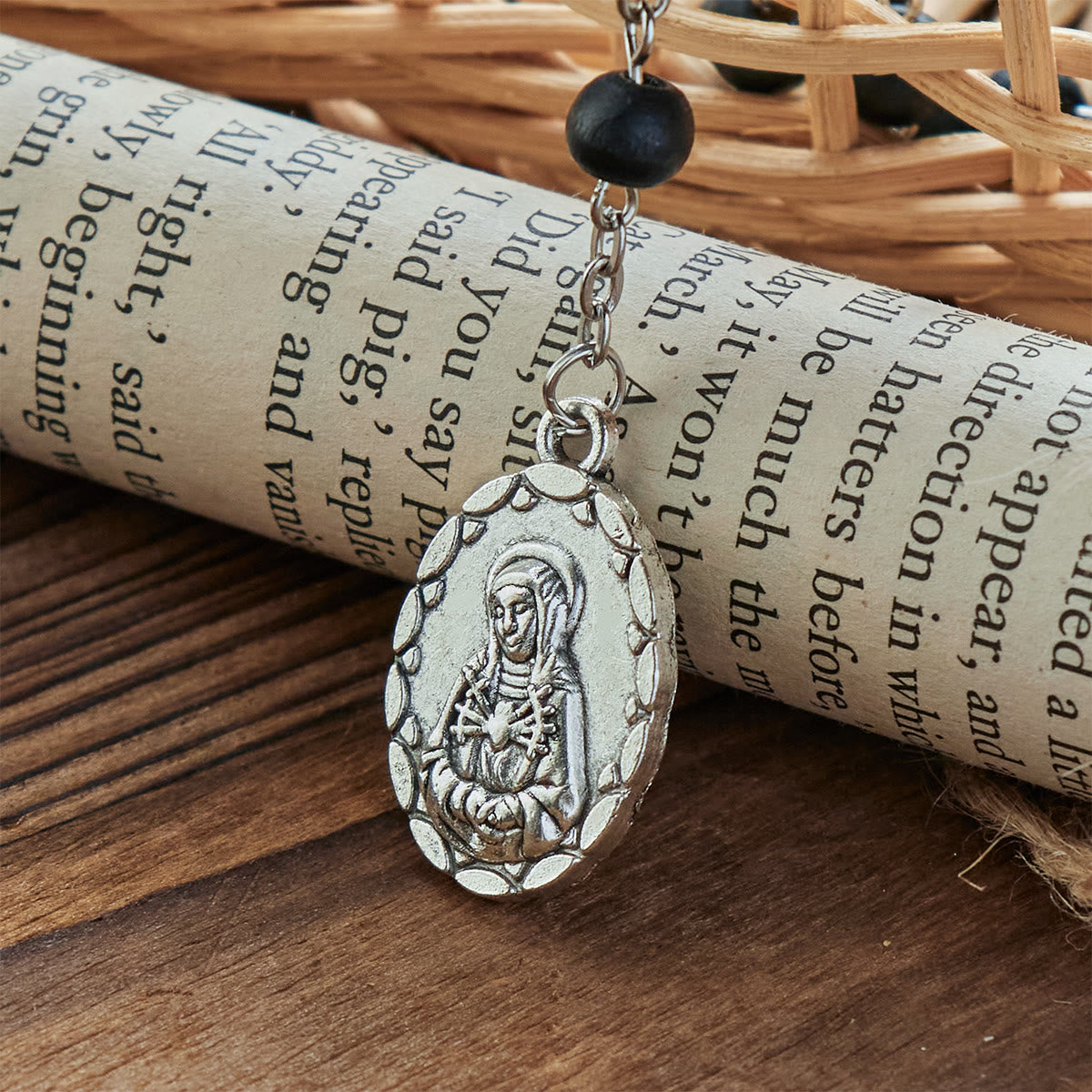 Olive Wood Seven Sorrows Rosary Featuring Our Lady Medal: Divine Devotion in Every Bead
