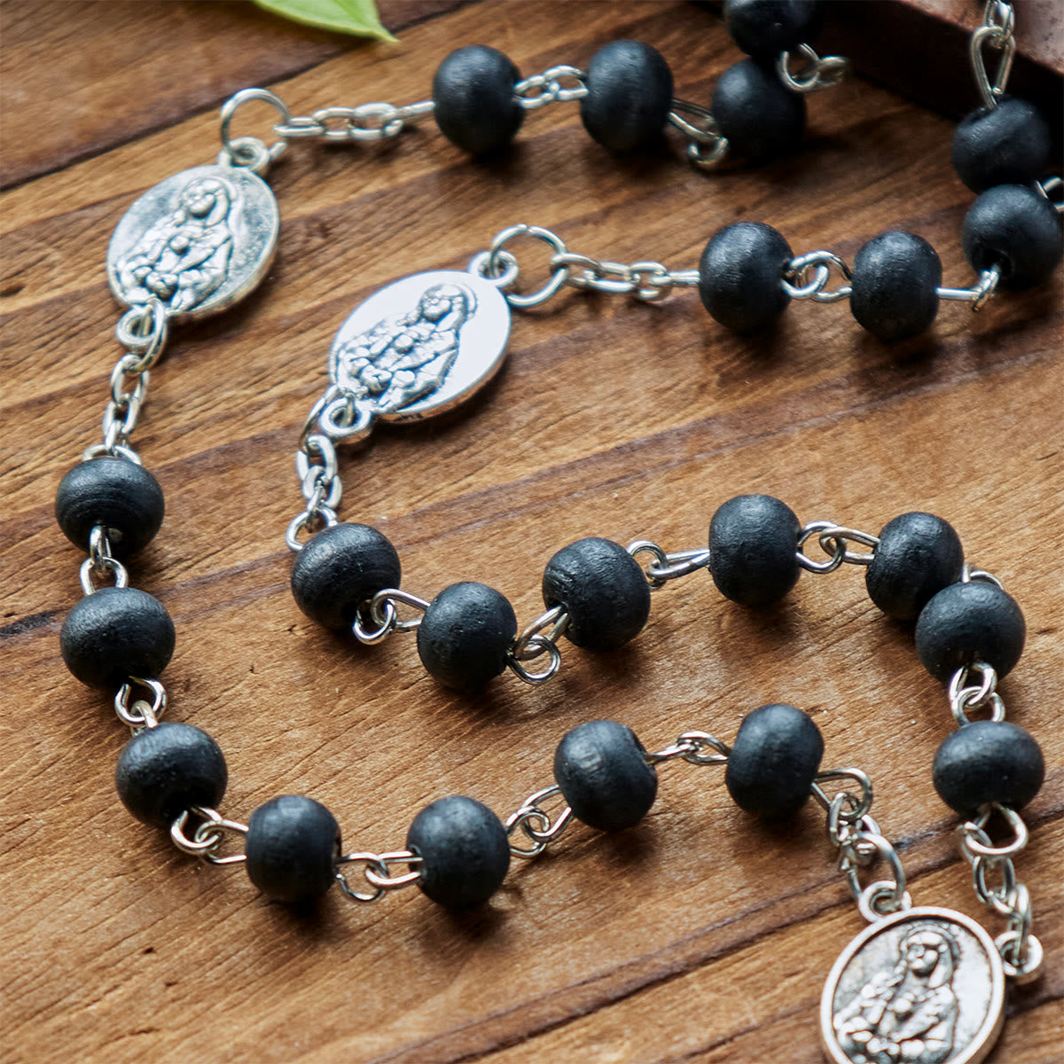 Olive Wood Seven Sorrows Rosary Featuring Our Lady Medal: Divine Devotion in Every Bead