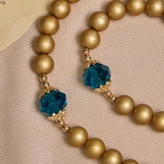 Elegant Matte Golden Pearl Rosary with St. Therese and Crucifix