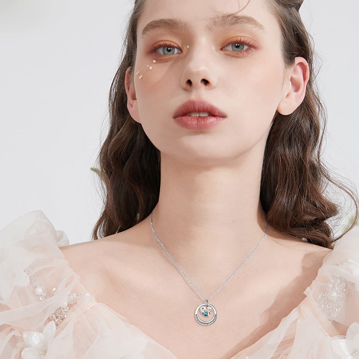 With God All Things Are Possible Heart Cross Mustard Seed Pendant Necklace