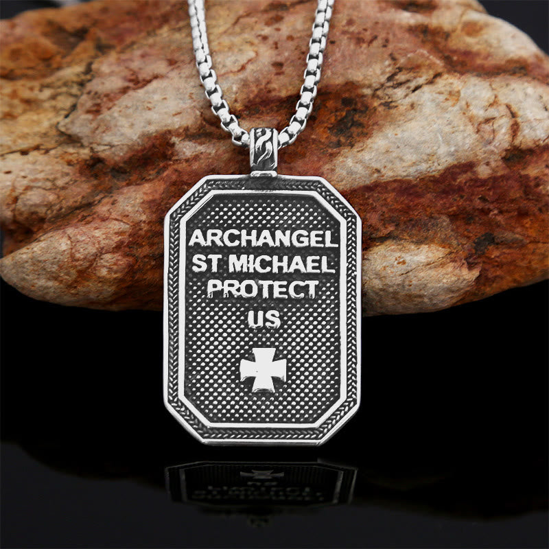 Classic Style St. Michael the Archangel Protection Stainless Steel Pendant Necklace