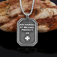 Classic Style St. Michael the Archangel Protection Stainless Steel Pendant Necklace